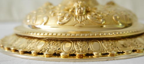 Antique solid silver gilt French Passion Chalice